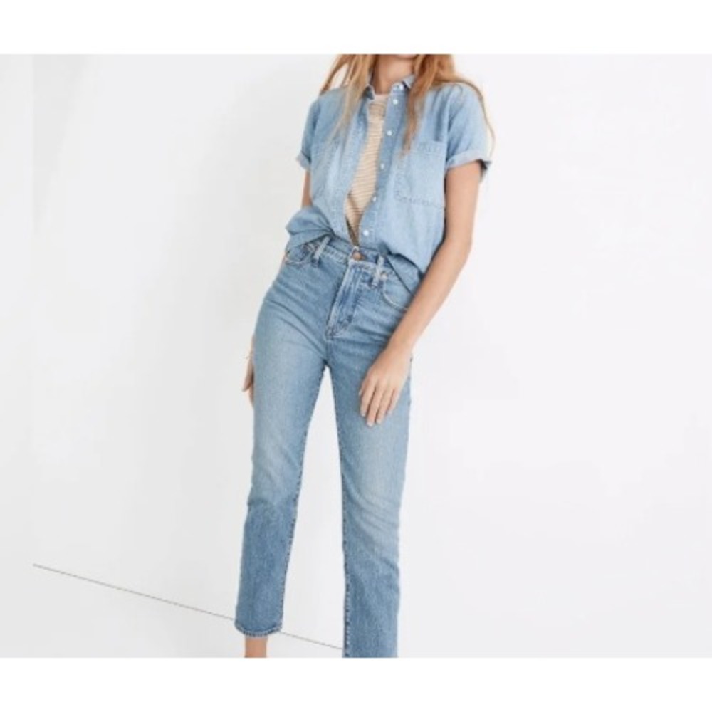 Madewell The Perfect‎ Vintage Jean Medium Wash Raw Hem High Rise Tapered Size 27